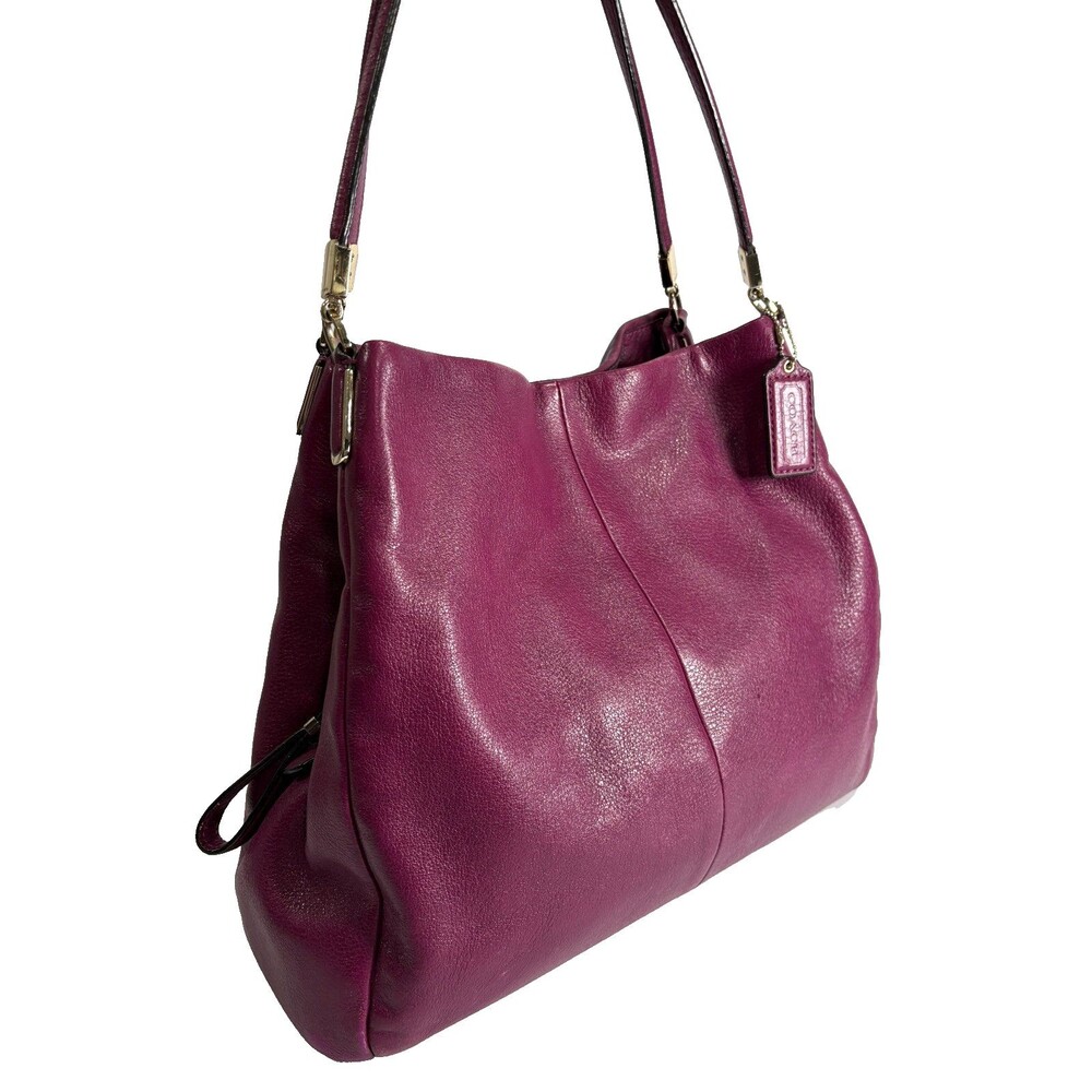 Coach Madison Phoebe Hot Pink Fuchsia Pebbled Leather Purse Bag - Picture 7 of 12